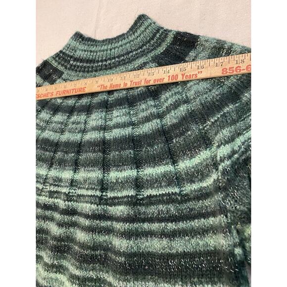 Knox Rose Womens Sweater Size 2XL Boho Green Striped Mock Neck Festival Sweater - Picture 13 of 13
